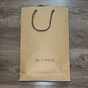 Etro Tan Paper Bag with Brown Handles
